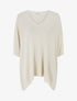 Top asymétrique manches courtes en maille fine irisée - Beige - 1