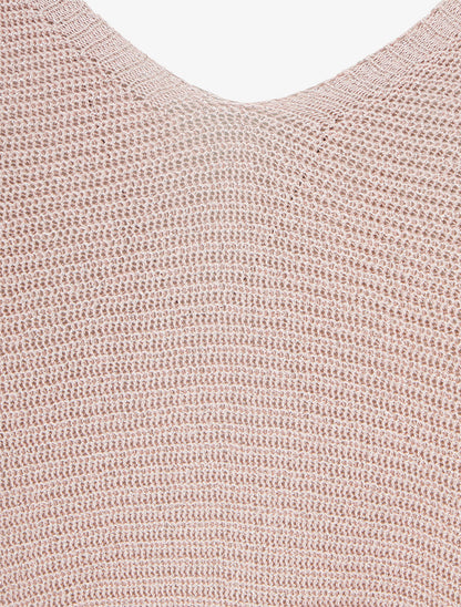 Top asymétrique manches courtes en maille fine irisée - Rose - 3