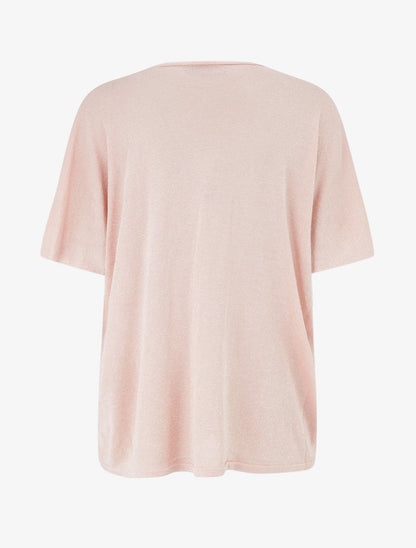 Top ample manches courtes en maille fine irisée - Rose - 2