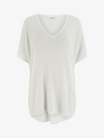Top ample manches courtes chauve-souris - Blanc - 1