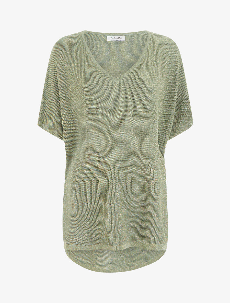 Top ample manches courtes chauve-souris - Kaki - 1