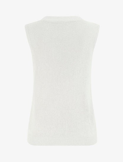 Top sans manches à maille fine irisée - Blanc - 2