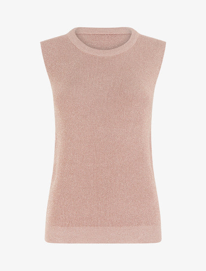 Top sans manches à maille fine irisée - Rose - 1