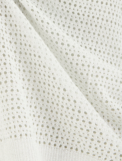 Top en maille fine ajouré et irisé - Blanc - 3