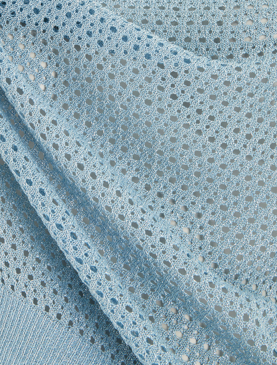 Top en maille fine ajouré et irisé - Bleu ciel - 3