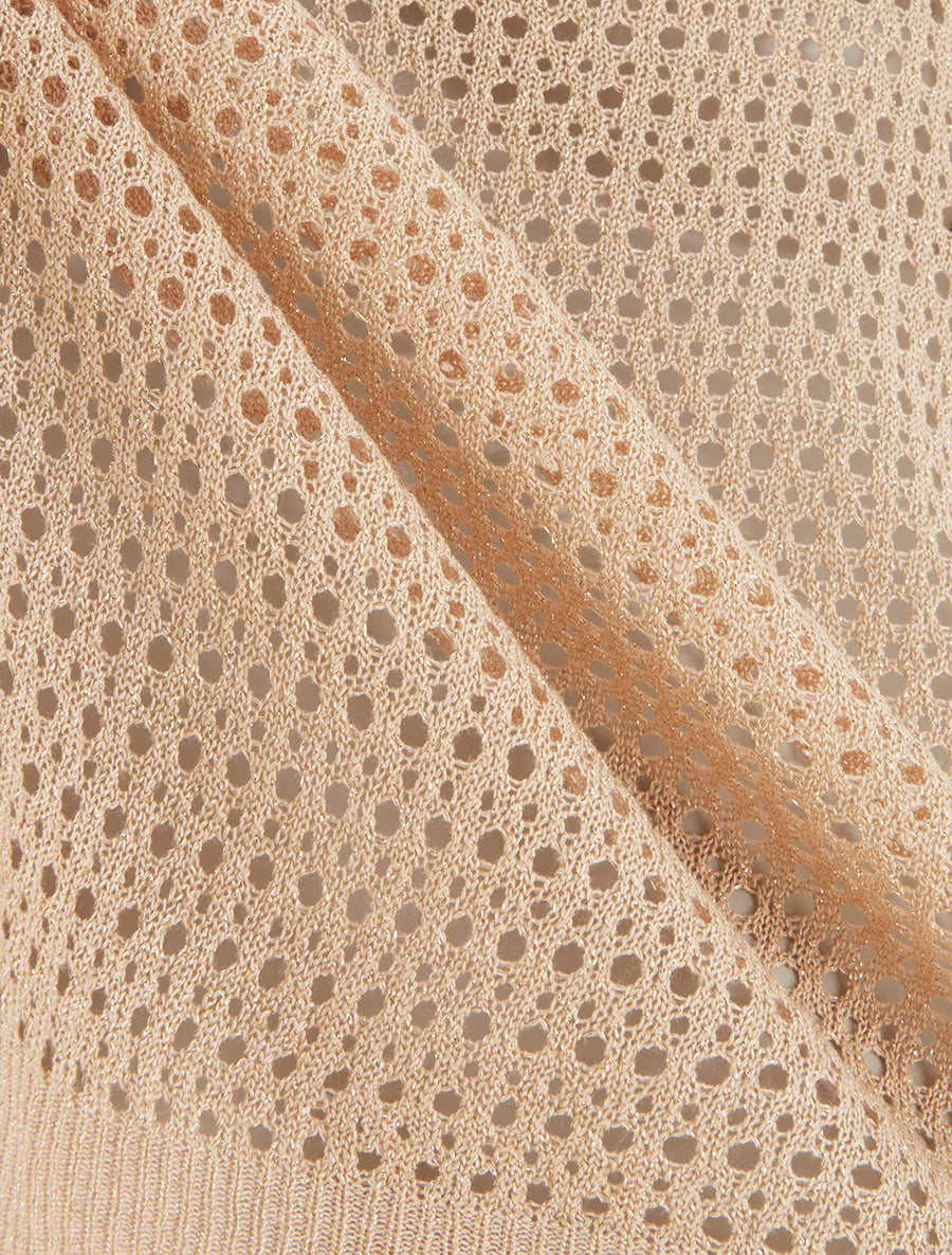 Top en maille fine ajouré et irisé - Rose saumon - 3