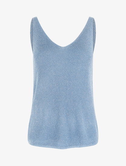 Débardeur en fine maille à détail irisé - Bleu - 1