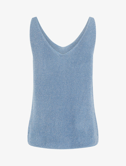 Débardeur en fine maille à détail irisé - Bleu - 2