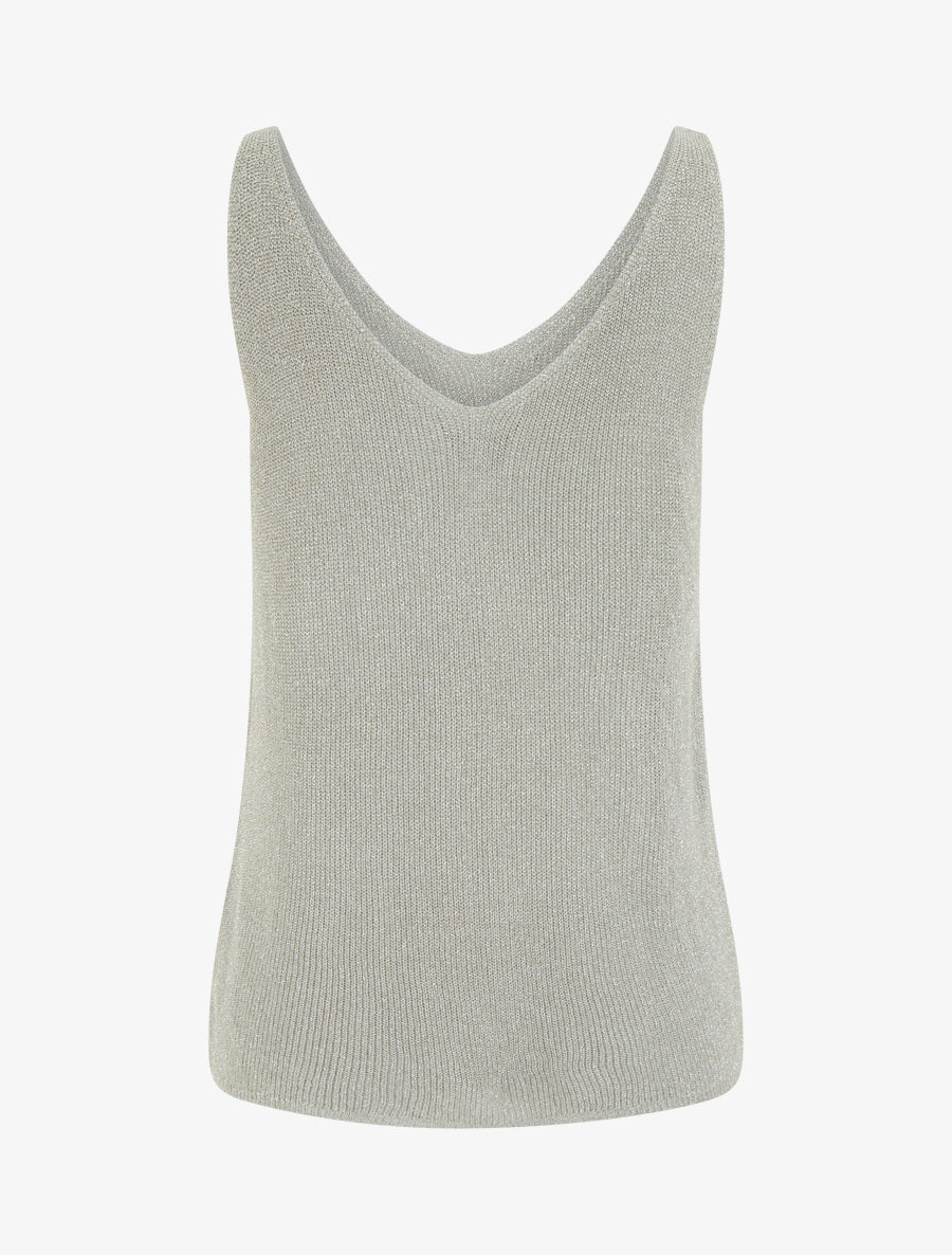 Débardeur en fine maille à détail irisé - Gris - 2