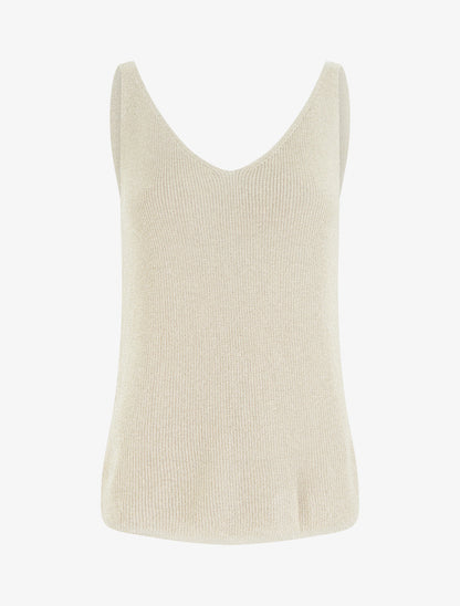 Débardeur en fine maille à détail irisé - Beige - 1