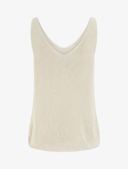 Débardeur en fine maille à détail irisé - Beige - 2