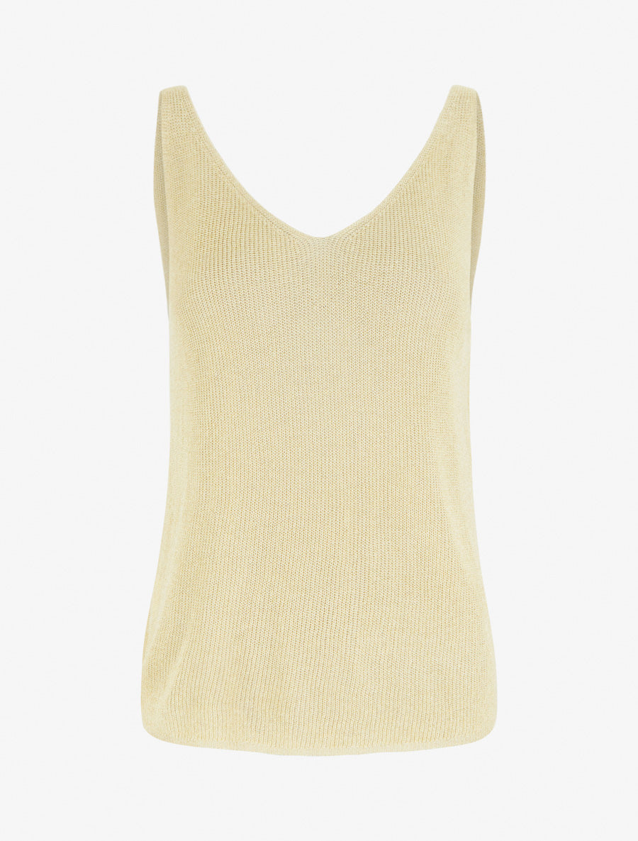 Débardeur en fine maille à détail irisé - Jaune - 1