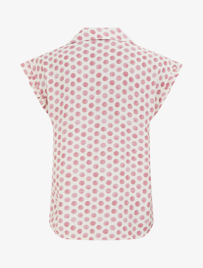 Top imprimé à pois boutonné - Rose - 2