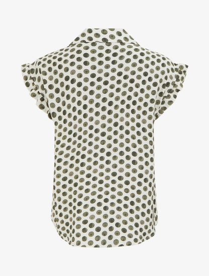 Top imprimé à pois boutonné - Kaki - 2