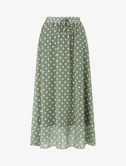 Jupe imprimé pois à taille élastiquée - Kaki - 1