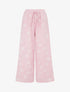 Pantalon en lin à broderie floral - Rose - 1
