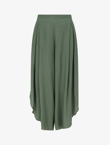 Pantalon texturé style sarouel fendu - Kaki - 1