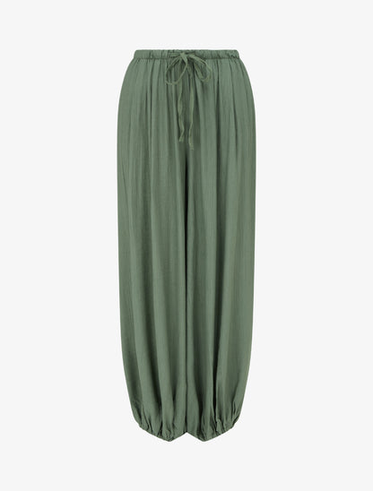 Pantalon style sarouel à bouts élastiqués - Kaki - 1