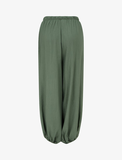 Pantalon style sarouel à bouts élastiqués - Kaki - 2