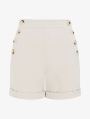 Short uni taille haute - Beige - 1