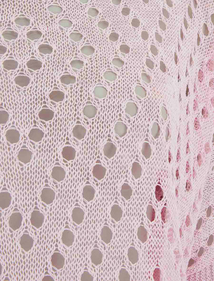Top uni ajouré en maille - Rose - 3