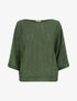 Top uni en maille ajourée à manches 3/4 - Kaki - 1