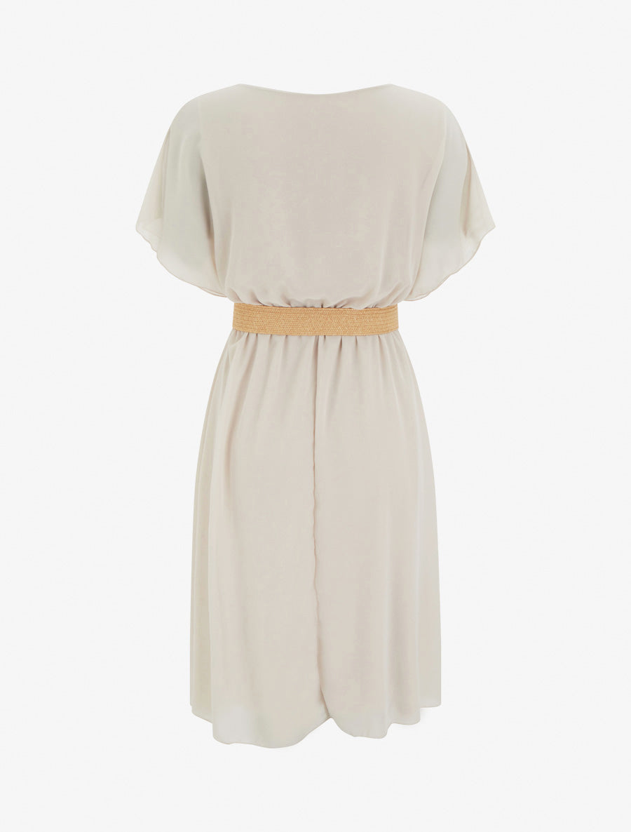 Robe mi-longue unie coupe patineuse - Beige - 2