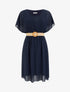 Robe mi-longue unie coupe patineuse - Marine - 1