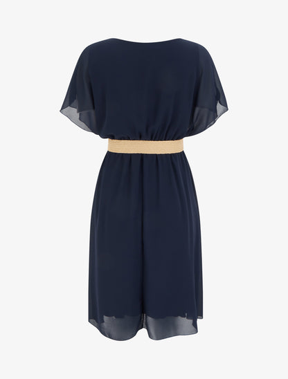 Robe mi-longue unie coupe patineuse - Marine - 2