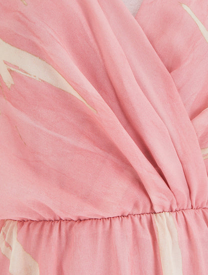 Robe imprimé graphique à col cache-coeur - Vieux rose - 3