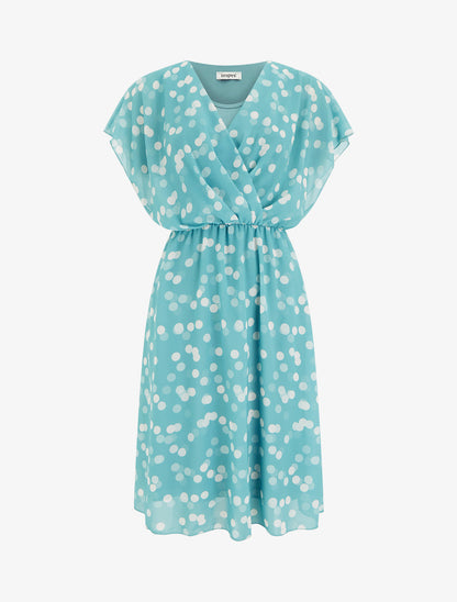 Robe imprimé pois à col cache-coeur - Vert d&