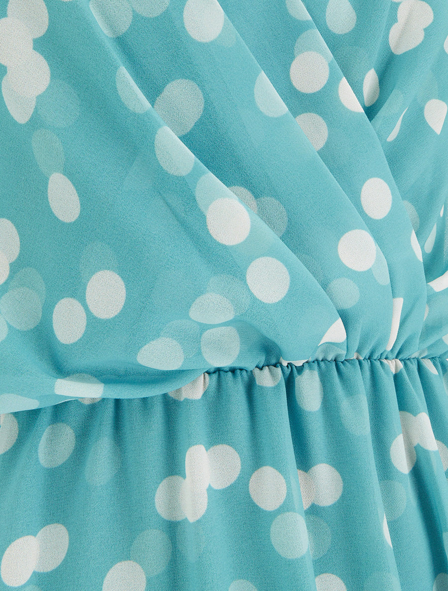 Robe imprimé pois à col cache-coeur - Vert d&