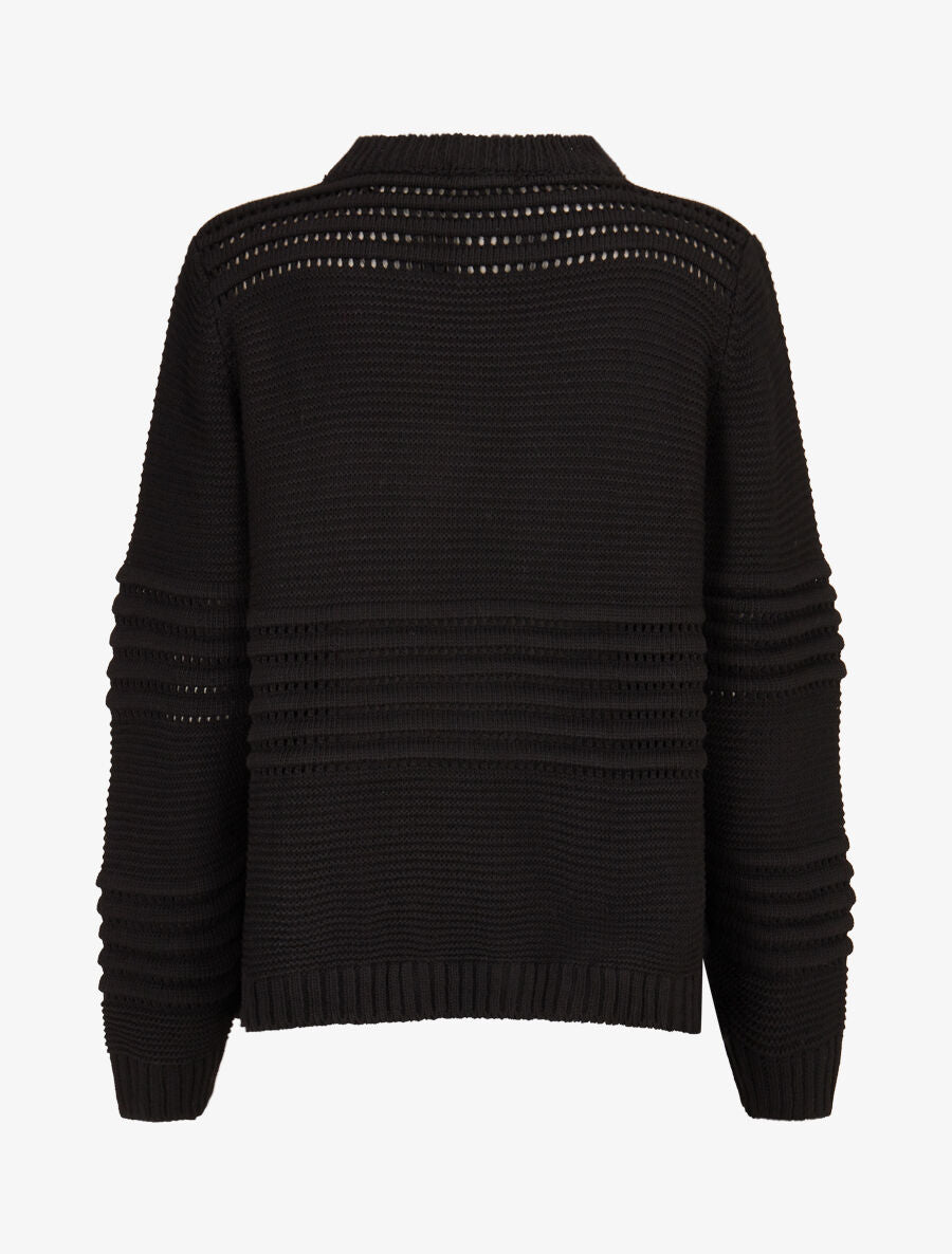 Pull à bandes en reliefs - Noir - 2
