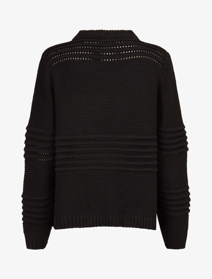 Pull à bandes en reliefs - Noir - 2