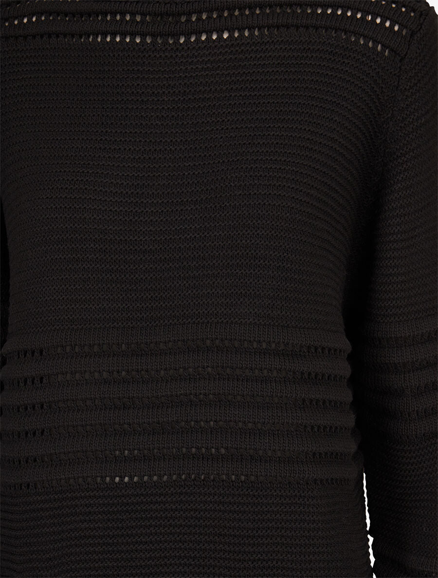 Pull à bandes en reliefs - Noir - 3