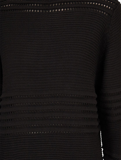 Pull à bandes en reliefs - Noir - 3