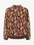 Blouse imprimé rétro à poignets élastiqués - Marron - 1