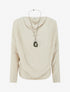 Pull côtelé à manches chauve-souris et col bénitier - Beige - 1