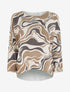 Pull fin imprimé abstrait à col rond - Beige - 1