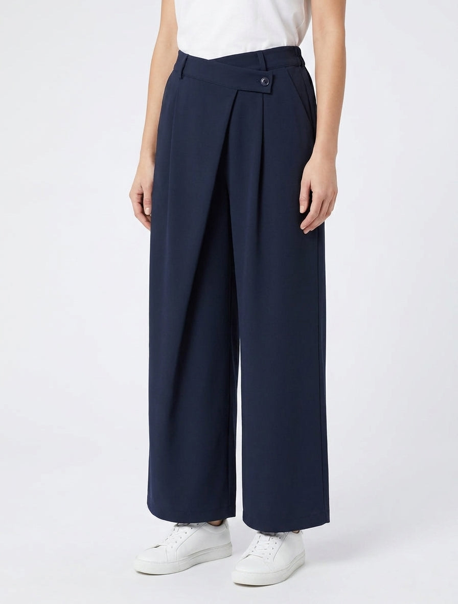 Rechte effen broek met zijsluiting - Marine