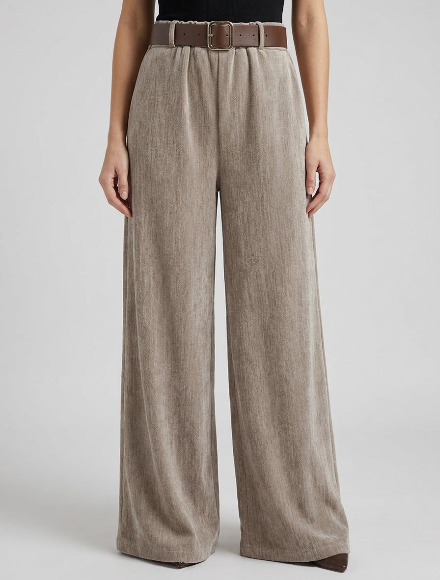 Fluwelen effect broek met elastische tailleband - Mol