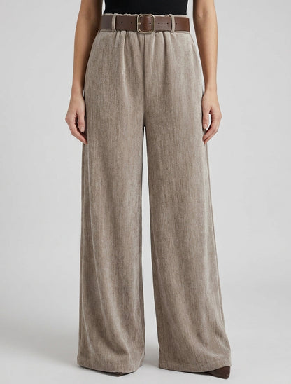 Fluwelen effect broek met elastische tailleband - Mol