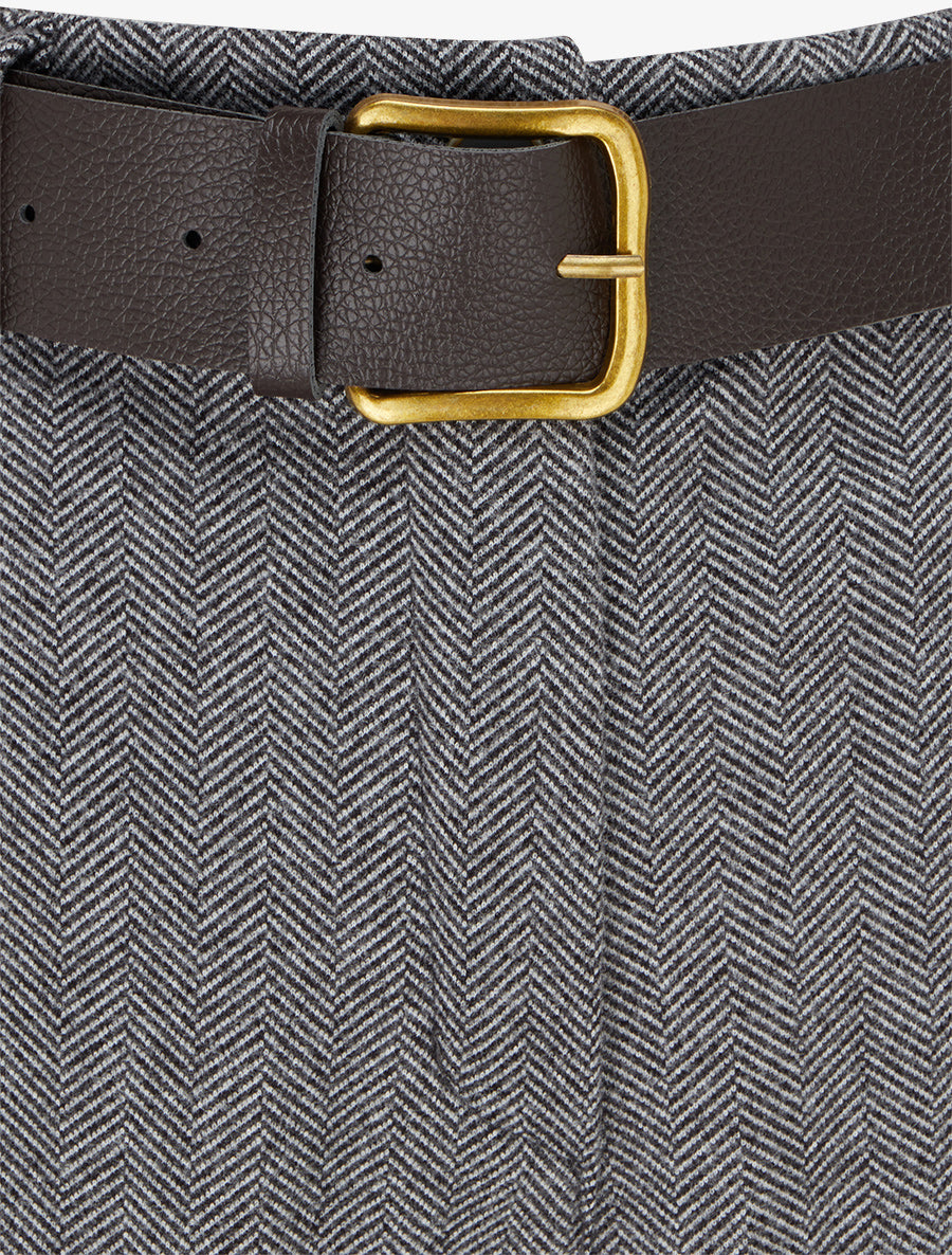 Pantalon ample en feutrine à taille haute - Gris - 3