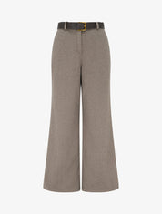 Pantalon ample en feutrine à taille haute - Taupe - 1