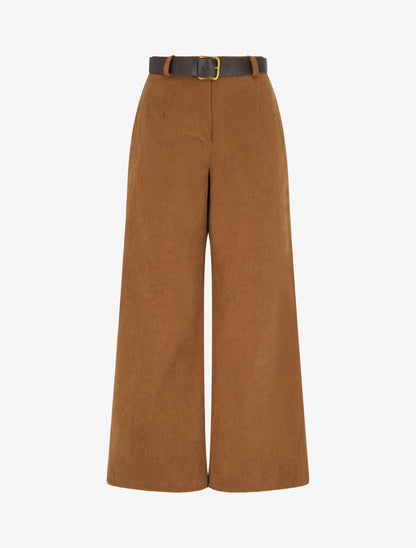 Pantalon uni côtelé - Camel - 1