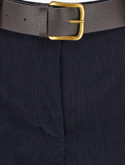 Pantalon uni côtelé - Marine - 3