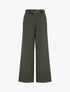 Pantalon ample uni à taille haute élastiquée - Kaki - 1