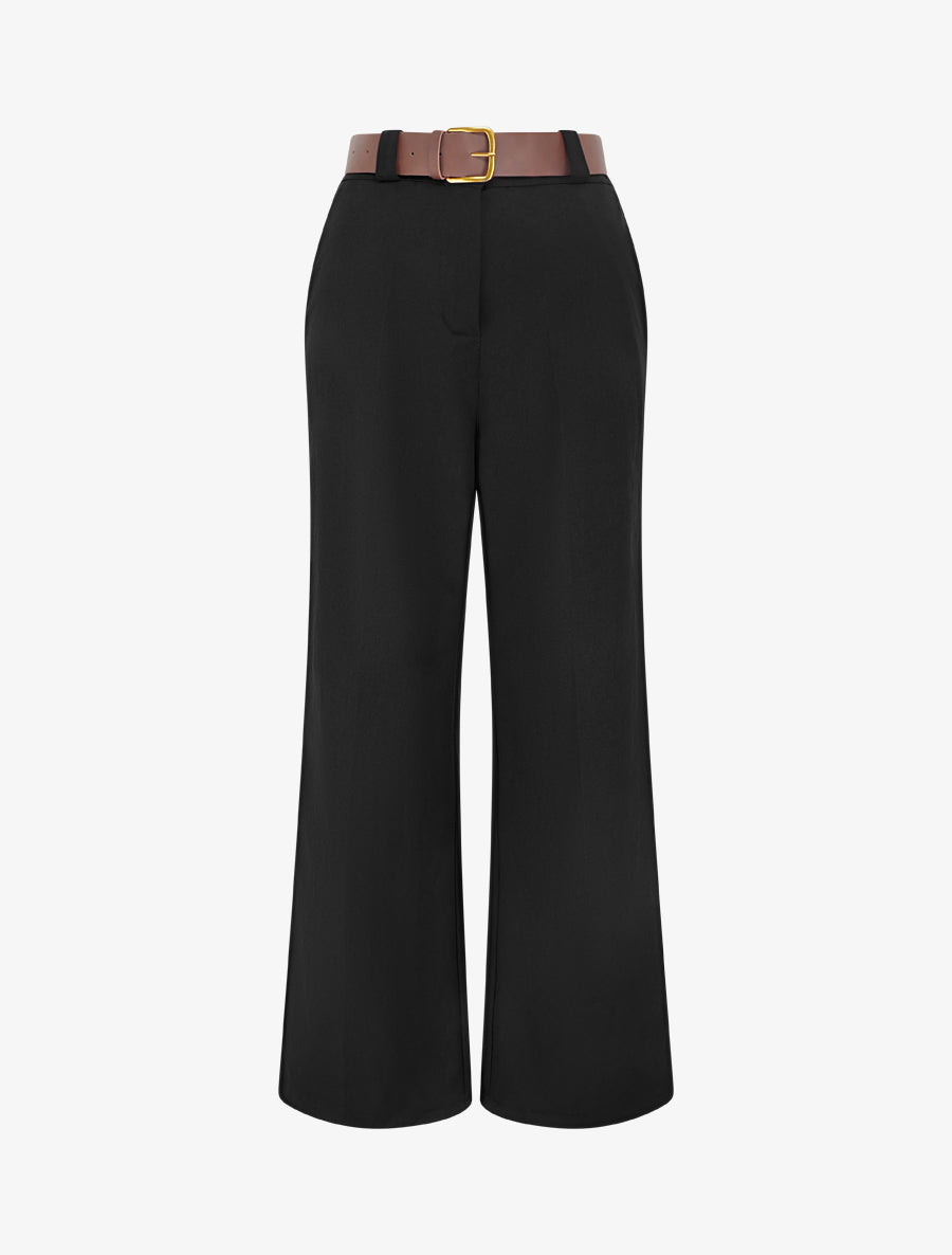 Pantalon élastiqué coupe ample - Noir - 1