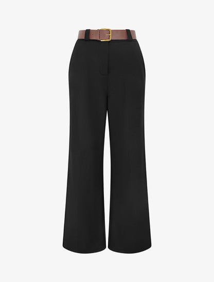 Pantalon élastiqué coupe ample - Noir - 1