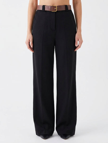 Elastische broek met wijde snit - Zwart